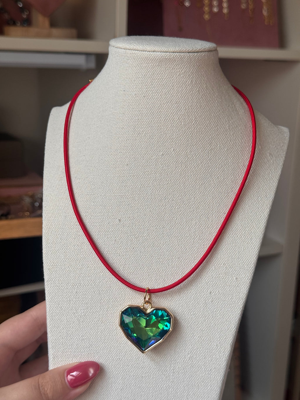 DIJE HEARTS VERDE AZULADO