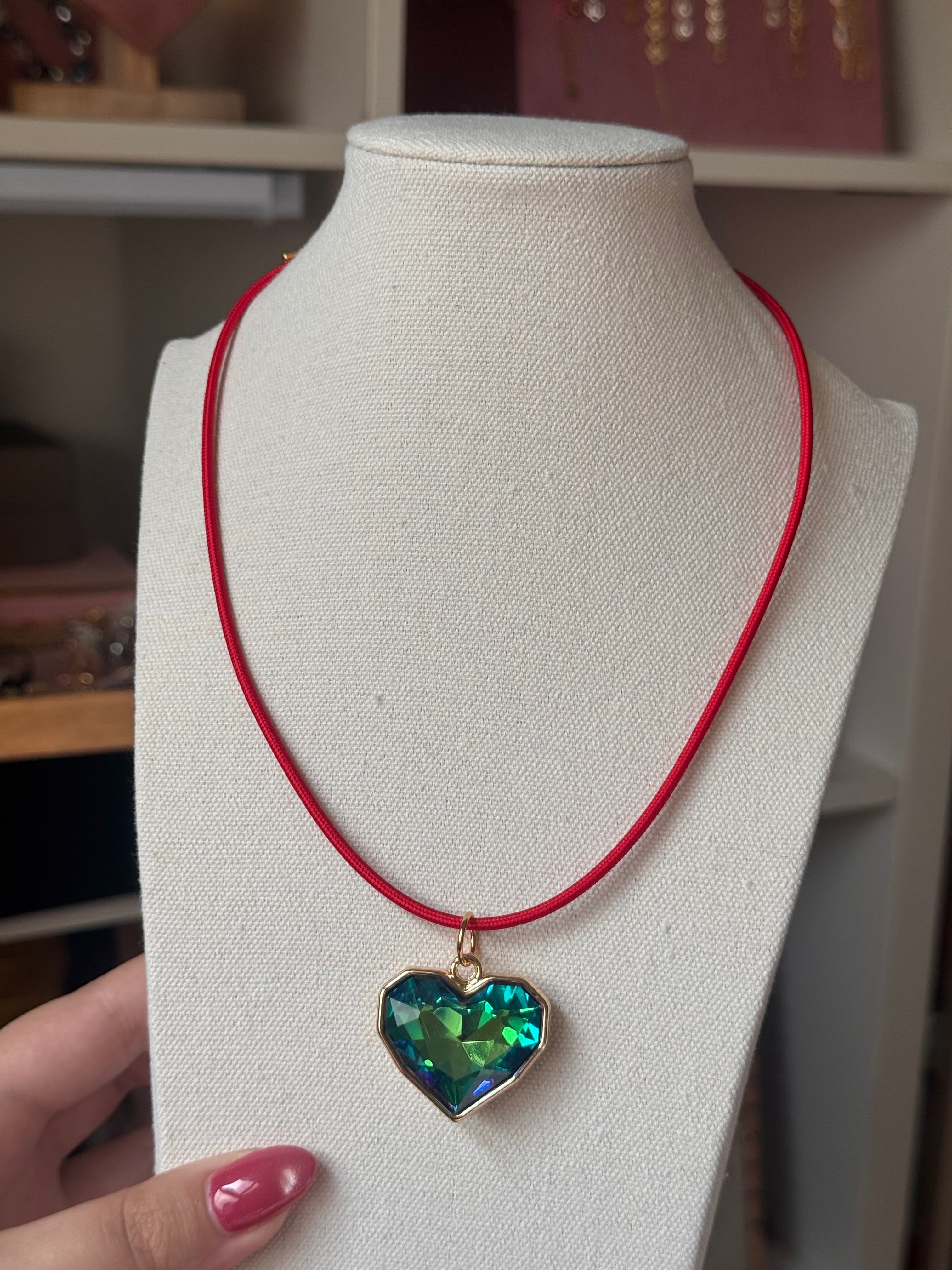 DIJE HEARTS VERDE AZULADO