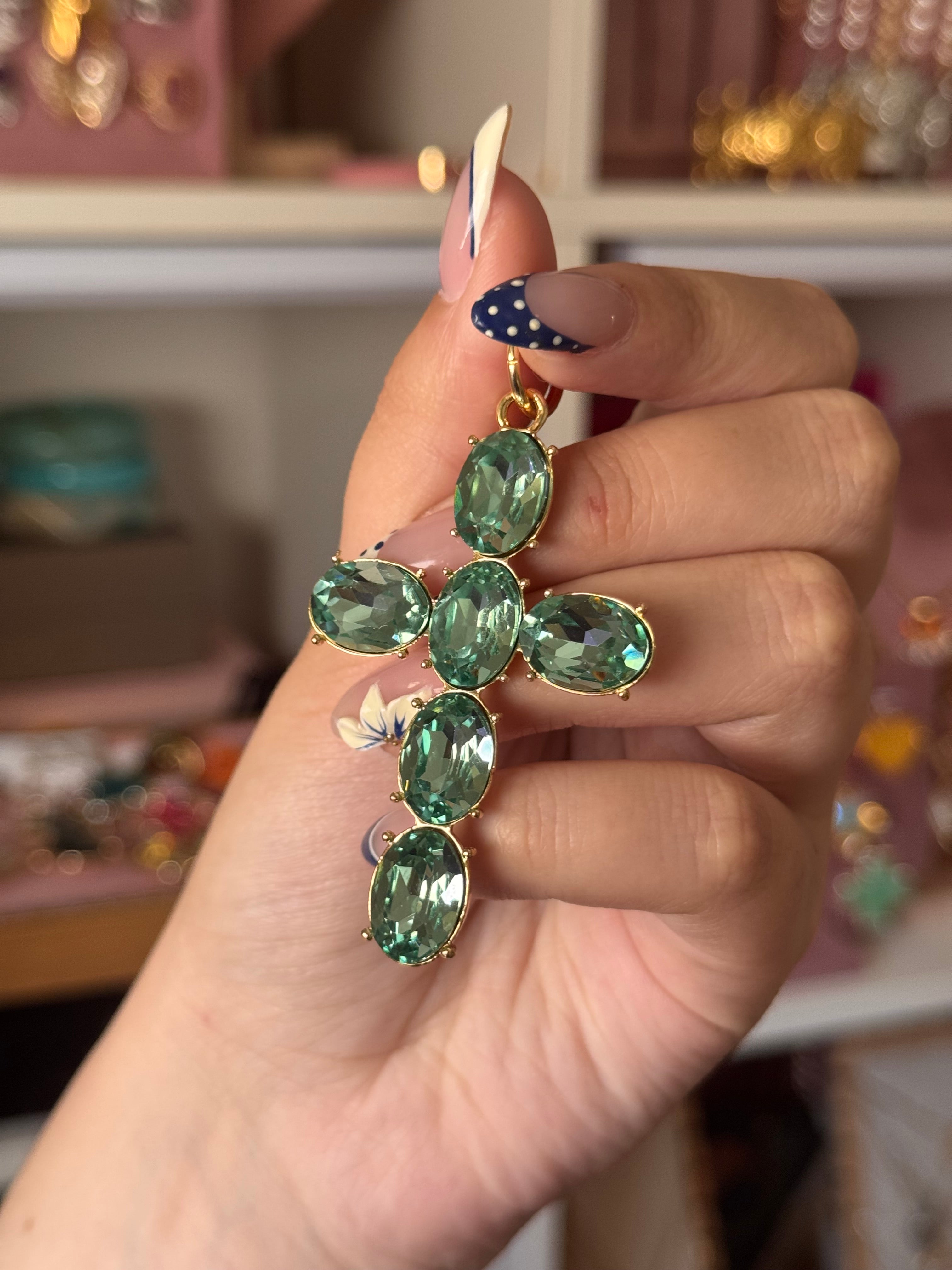 DIJE CRISTAL VERDE AGUA