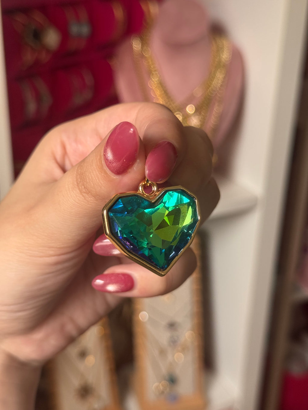 DIJE HEARTS VERDE AZULADO