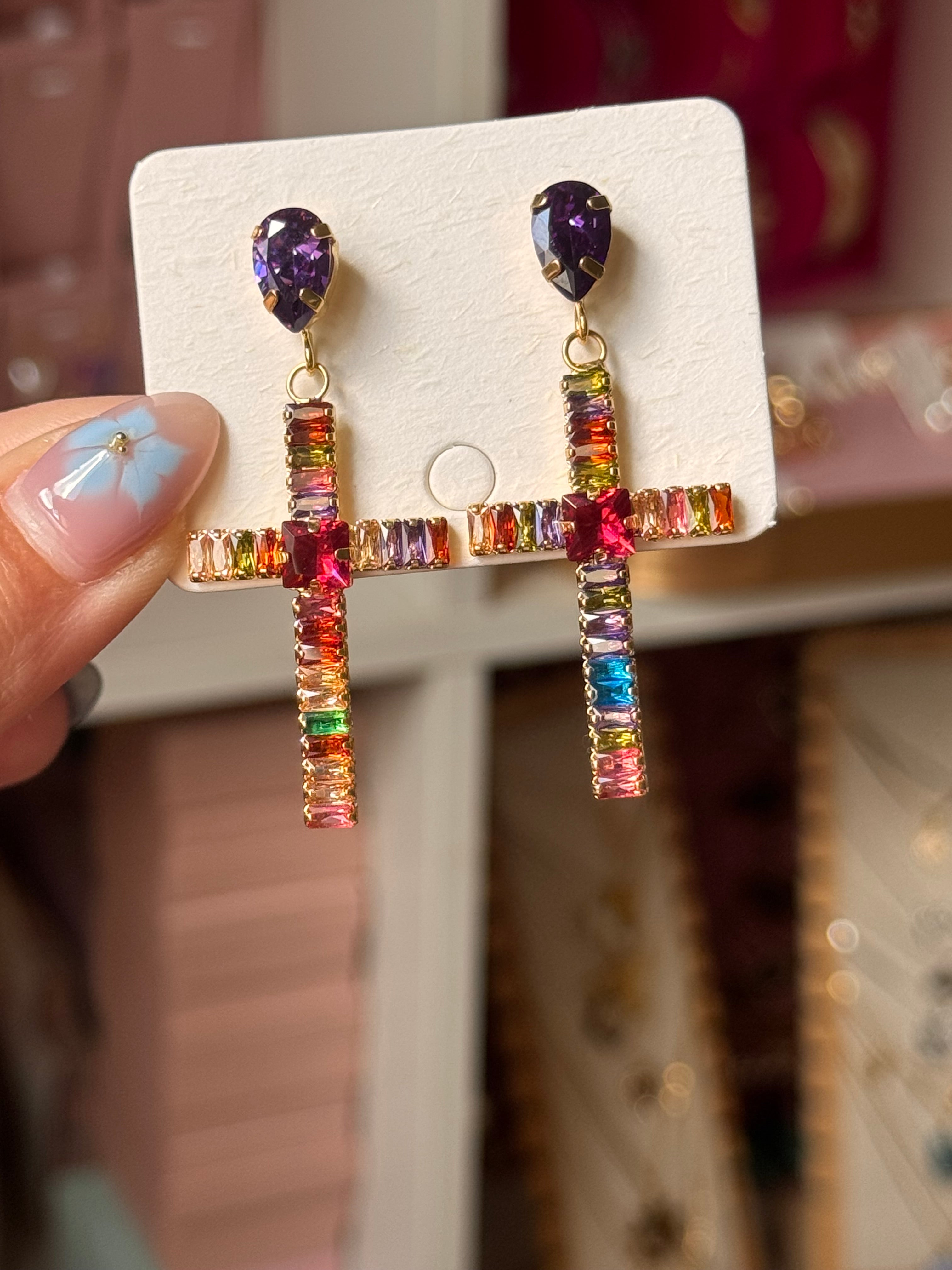 PENDIENTES CROSS MULTICOLOR