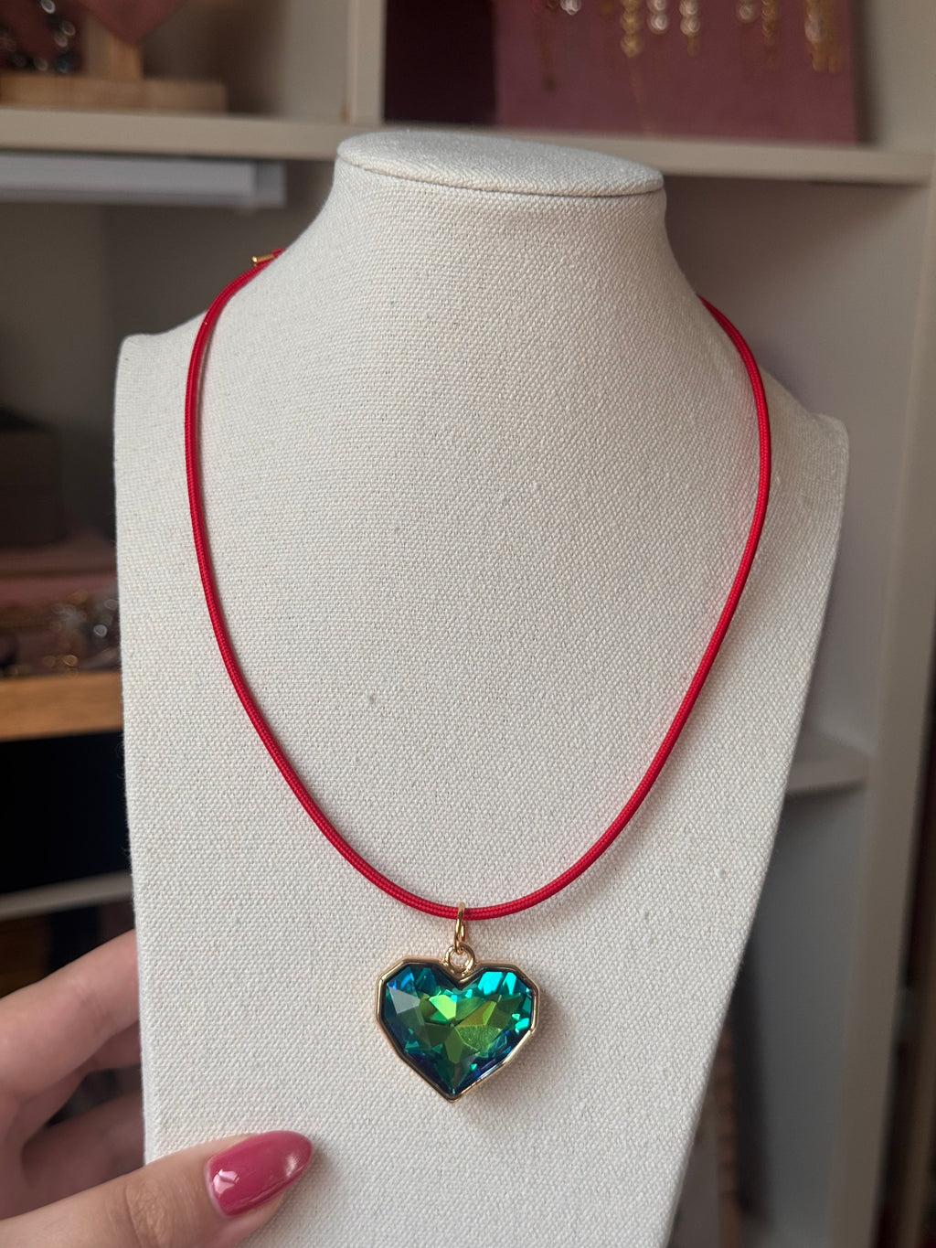 DIJE HEARTS VERDE AZULADO