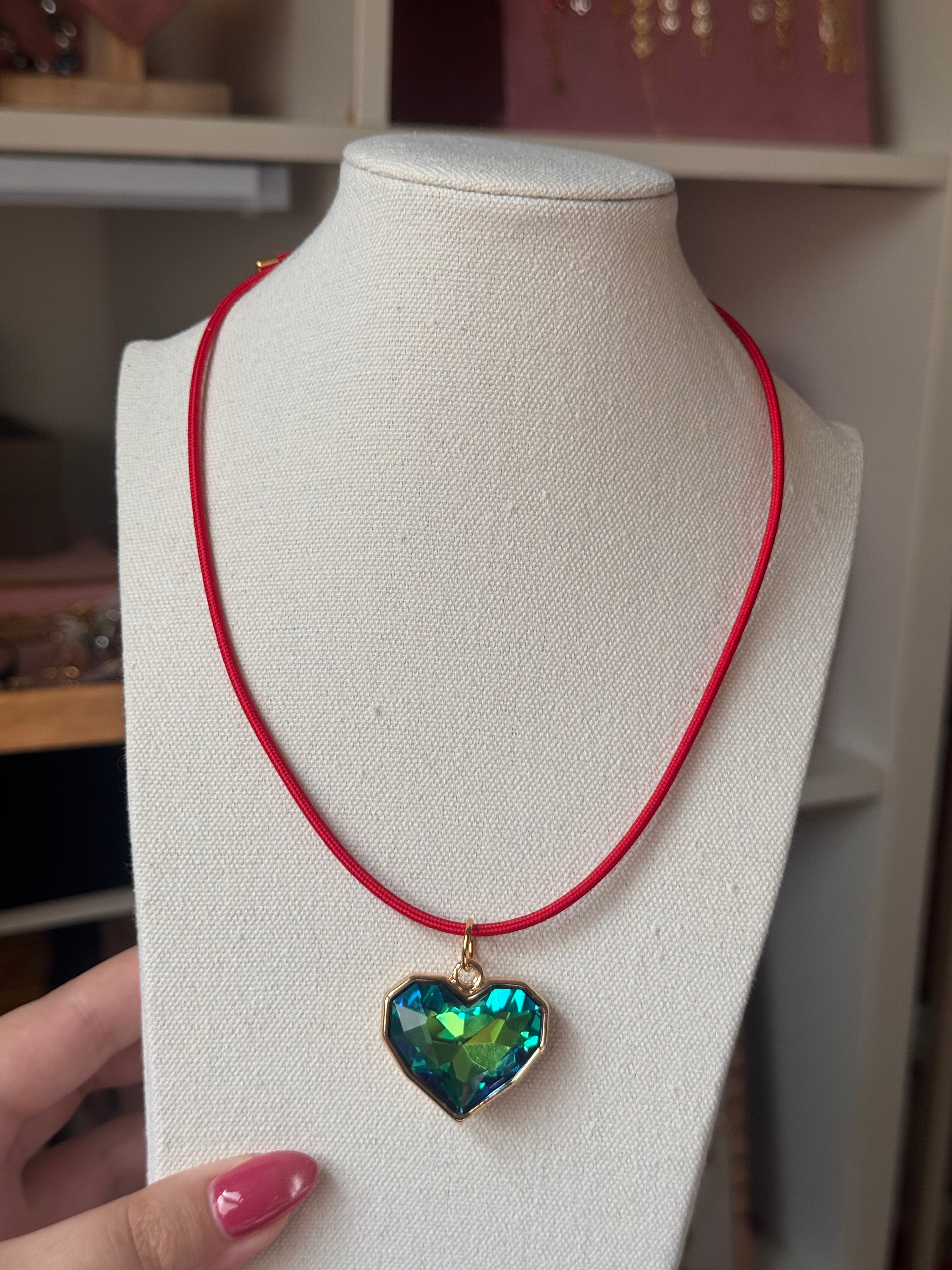 DIJE HEARTS VERDE AZULADO