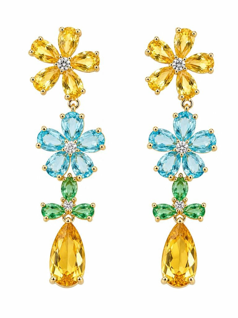 PENDIENTES FLOWER YELLOW BLUE