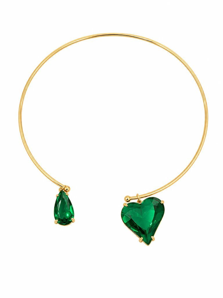 CHOCKER CRYSTAL HEARTS GREEN