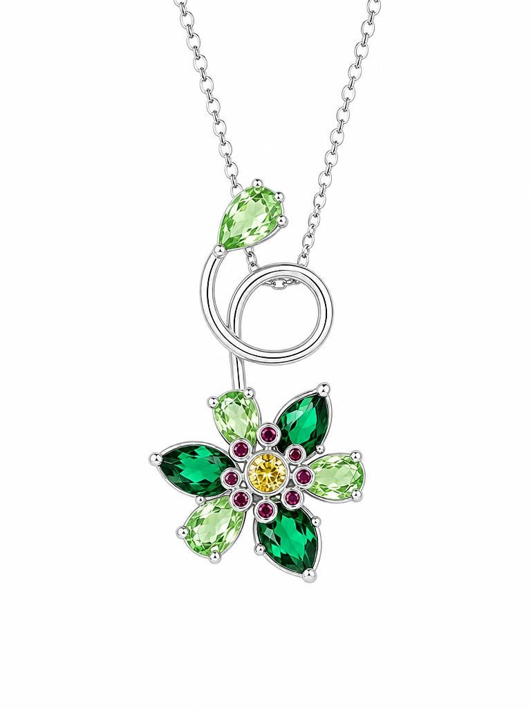 COLLAR CISNE GREEN SILVER