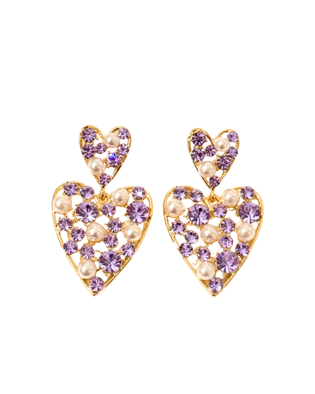 PENDIENTES HEARTS PERLADO