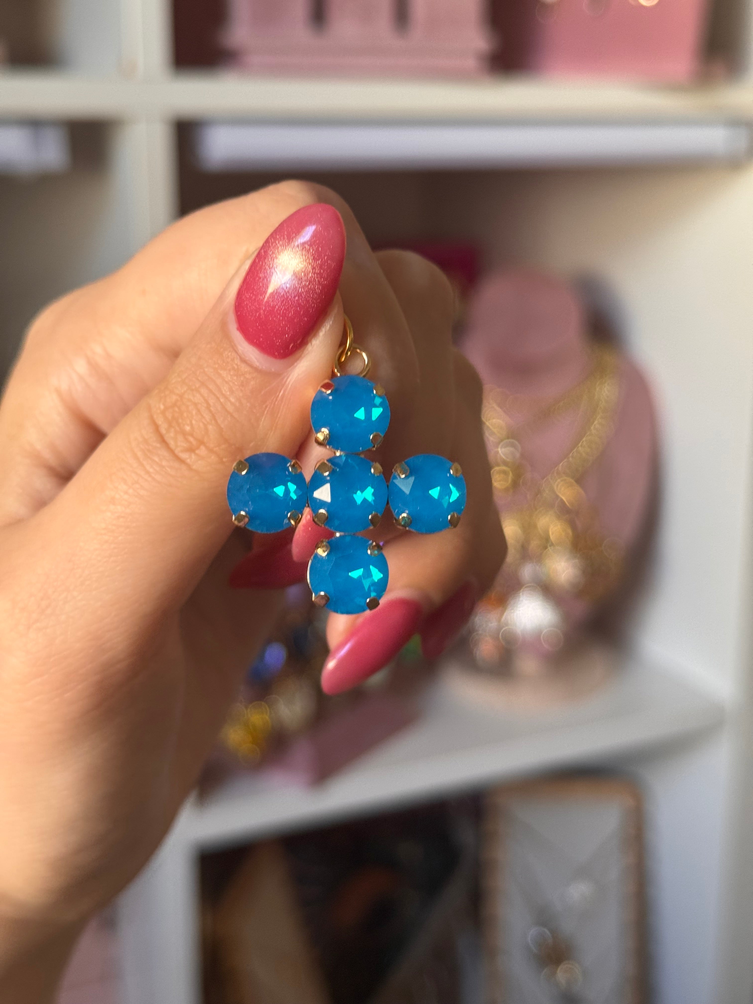 DIJE MINI CRUZ TURQUESA
